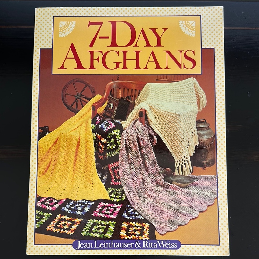 Vintage 7 Day Afghans Knit Crochet Throws Blankets Knitting Instruction Book